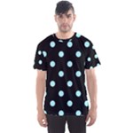 Polka Dots - Celeste Cyan on Black Men s Sport Mesh Tee