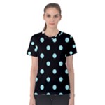 Polka Dots - Celeste Cyan on Black Women s Cotton Tee