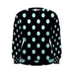 Polka Dots - Celeste Cyan on Black Women s Sweatshirt