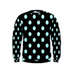 Polka Dots - Celeste Cyan on Black Kid s Sweatshirt