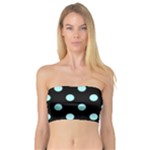 Polka Dots - Celeste Cyan on Black Bandeau Top