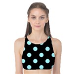 Polka Dots - Celeste Cyan on Black Tank Bikini Top