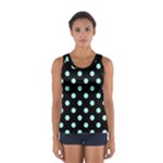 Polka Dots - Celeste Cyan on Black Women s Sport Tank Top