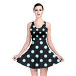 Polka Dots - Celeste Cyan on Black Reversible Skater Dress