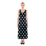 Polka Dots - Celeste Cyan on Black Full Print Maxi Dress