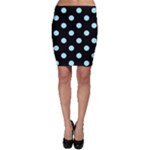 Polka Dots - Celeste Cyan on Black Bodycon Skirt