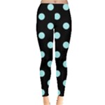 Polka Dots - Celeste Cyan on Black Women s Leggings