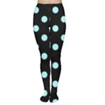 Polka Dots - Celeste Cyan on Black Women s Tights