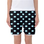 Polka Dots - Celeste Cyan on Black Women s Basketball Shorts