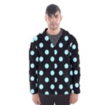 Polka Dots - Celeste Cyan on Black Hooded Wind Breaker (Men)