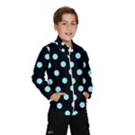 Polka Dots - Celeste Cyan on Black Wind Breaker (Kids)