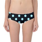 Polka Dots - Celeste Cyan on Black Classic Bikini Bottoms