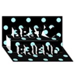 Polka Dots - Celeste Cyan on Black Best Friends 3D Greeting Card (8x4)