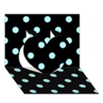 Polka Dots - Celeste Cyan on Black Heart 3D Greeting Card (7x5)