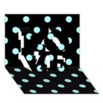 Polka Dots - Celeste Cyan on Black LOVE 3D Greeting Card (7x5)