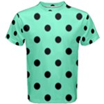 Polka Dots - Black on Aquamarine Men s Cotton Tee