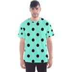 Polka Dots - Black on Aquamarine Men s Sport Mesh Tee