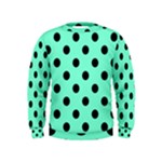 Polka Dots - Black on Aquamarine Kid s Sweatshirt