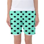 Polka Dots - Black on Aquamarine Women s Basketball Shorts