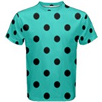 Polka Dots - Black on Turquoise Men s Cotton Tee