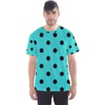 Polka Dots - Black on Turquoise Men s Sport Mesh Tee