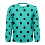 Polka Dots - Black on Turquoise Men s Long Sleeve T-shirt