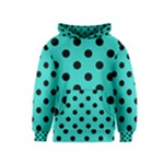 Polka Dots - Black on Turquoise Kid s Pullover Hoodie