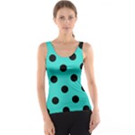 Polka Dots - Black on Turquoise Tank Top