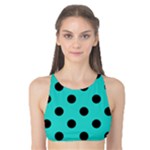 Polka Dots - Black on Turquoise Tank Bikini Top