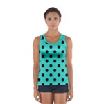 Polka Dots - Black on Turquoise Women s Sport Tank Top