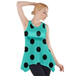 Polka Dots - Black on Turquoise Side Drop Tank Tunic