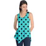 Polka Dots - Black on Turquoise Sleeveless Tunic