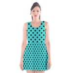 Polka Dots - Black on Turquoise Scoop Neck Skater Dress