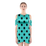 Polka Dots - Black on Turquoise Women s Cutout Shoulder Dress