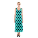 Polka Dots - Black on Turquoise Full Print Maxi Dress