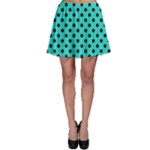 Polka Dots - Black on Turquoise Skater Skirt