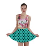 Polka Dots - Black on Turquoise Mini Skirt