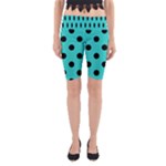 Polka Dots - Black on Turquoise Yoga Cropped Leggings