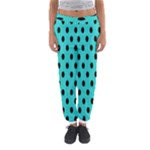 Polka Dots - Black on Turquoise Women s Jogger Sweatpants