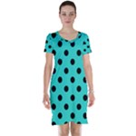 Polka Dots - Black on Turquoise Short Sleeve Nightdress