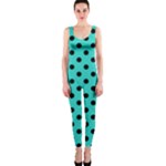 Polka Dots - Black on Turquoise OnePiece Catsuit