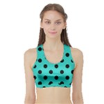 Polka Dots - Black on Turquoise Women s Sports Bra with Border