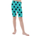 Polka Dots - Black on Turquoise Kid s Mid Length Swim Shorts