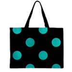 Polka Dots - Turquoise on Black Zipper Mini Tote Bag