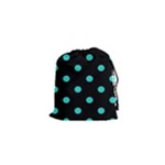 Polka Dots - Turquoise on Black Drawstring Pouch (XS)