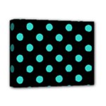 Polka Dots - Turquoise on Black Deluxe Canvas 14  x 11  (Stretched)