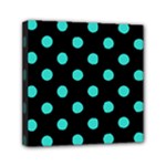 Polka Dots - Turquoise on Black Mini Canvas 6  x 6  (Stretched)