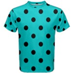 Polka Dots - Black on Cyan Men s Cotton Tee