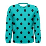 Polka Dots - Black on Cyan Men s Long Sleeve T-shirt