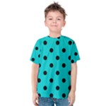 Polka Dots - Black on Cyan Kid s Cotton Tee